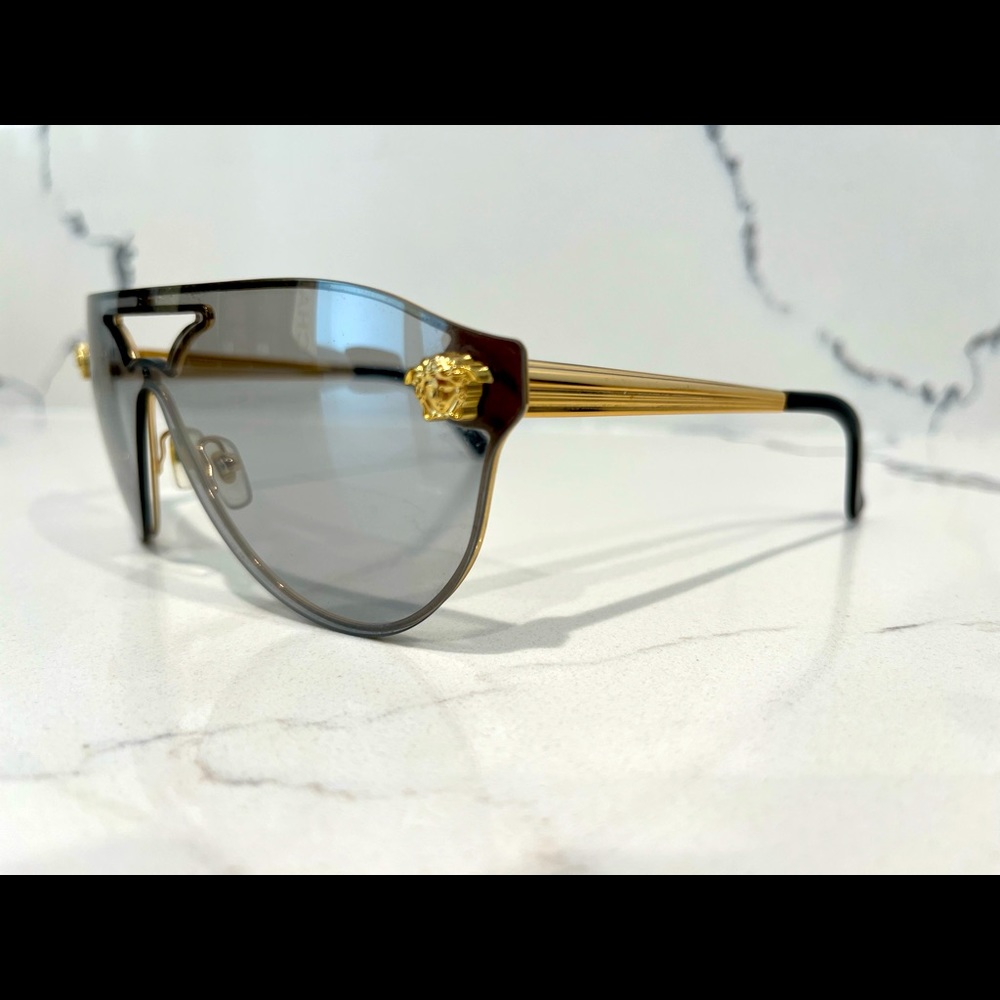 Versace Gold Shield Aviator Unisex Glasses